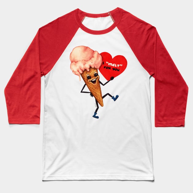 Valentine Ice Cream Baseball T-Shirt by KellyGilleran